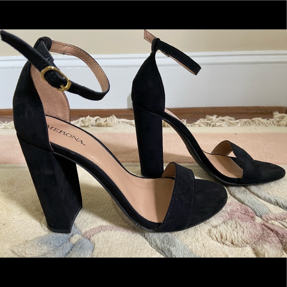 Black suede heels